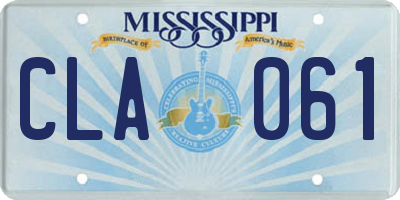 MS license plate CLA061
