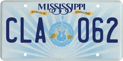 MS license plate CLA062