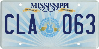 MS license plate CLA063