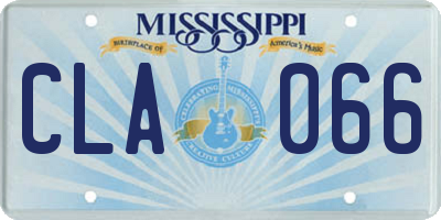 MS license plate CLA066