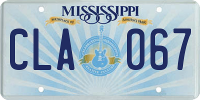 MS license plate CLA067