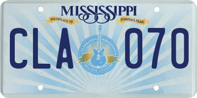 MS license plate CLA070
