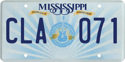 MS license plate CLA071