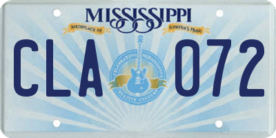 MS license plate CLA072