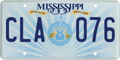 MS license plate CLA076