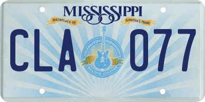 MS license plate CLA077
