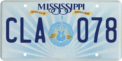 MS license plate CLA078