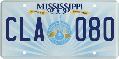 MS license plate CLA080