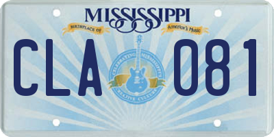 MS license plate CLA081