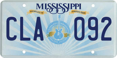 MS license plate CLA092