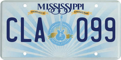 MS license plate CLA099