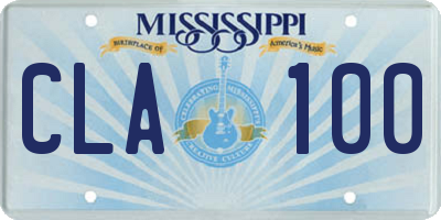 MS license plate CLA100