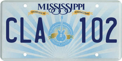 MS license plate CLA102