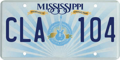 MS license plate CLA104