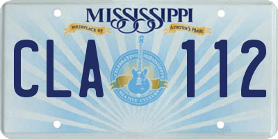 MS license plate CLA112