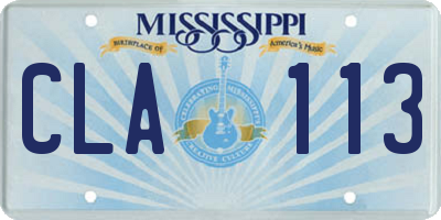 MS license plate CLA113