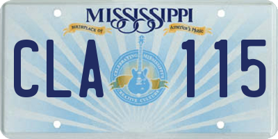 MS license plate CLA115