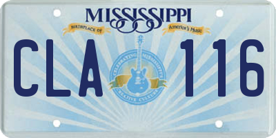 MS license plate CLA116