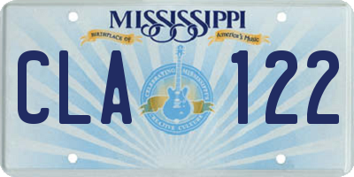 MS license plate CLA122