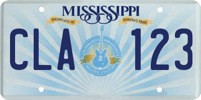 MS license plate CLA123