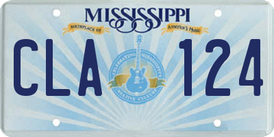 MS license plate CLA124