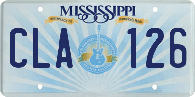 MS license plate CLA126