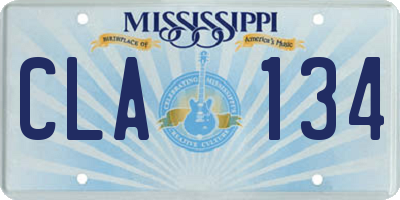 MS license plate CLA134