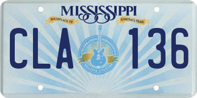 MS license plate CLA136