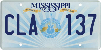MS license plate CLA137