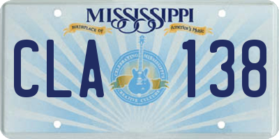 MS license plate CLA138