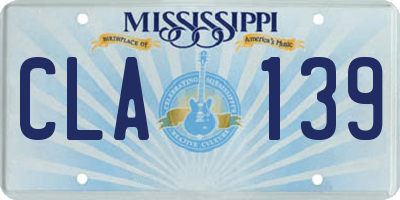MS license plate CLA139