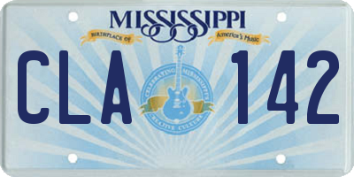 MS license plate CLA142