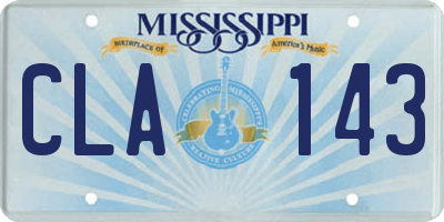 MS license plate CLA143