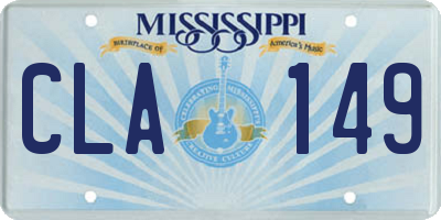 MS license plate CLA149