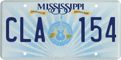 MS license plate CLA154