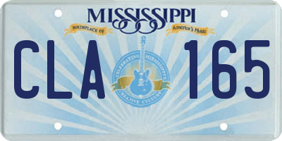 MS license plate CLA165