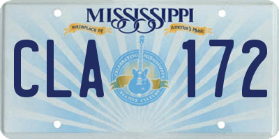 MS license plate CLA172