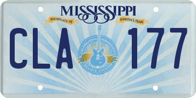 MS license plate CLA177