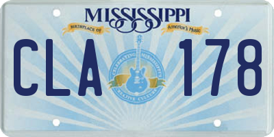 MS license plate CLA178