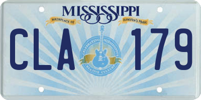 MS license plate CLA179