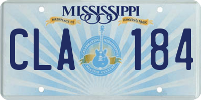 MS license plate CLA184