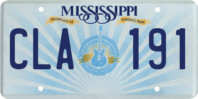 MS license plate CLA191