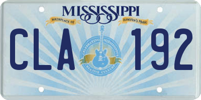 MS license plate CLA192