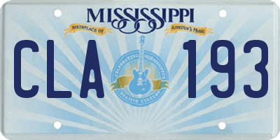 MS license plate CLA193
