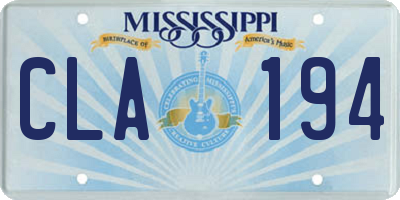 MS license plate CLA194