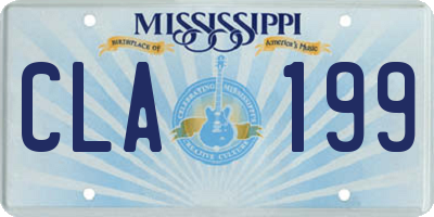 MS license plate CLA199