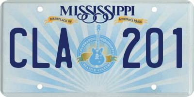 MS license plate CLA201