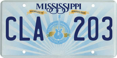 MS license plate CLA203