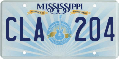 MS license plate CLA204