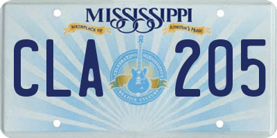 MS license plate CLA205